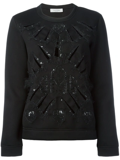 Valentino Sequin Embellished Knitted Sweater - Black