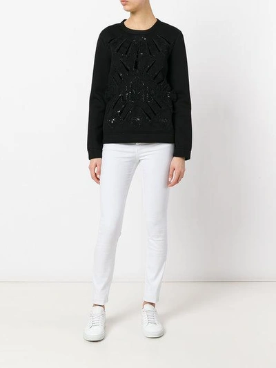 Shop Valentino Sequin Embellished Knitted Sweater - Black