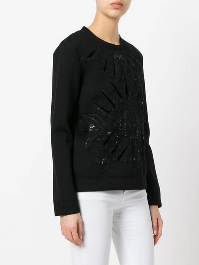 Shop Valentino Sequin Embellished Knitted Sweater - Black