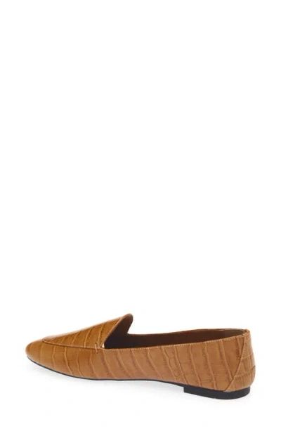 Mango Croc Embossed Leather Loafer In Cognac