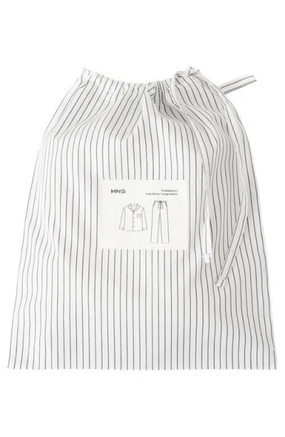 Mango Stripe Cotton Pajamas In Grey
