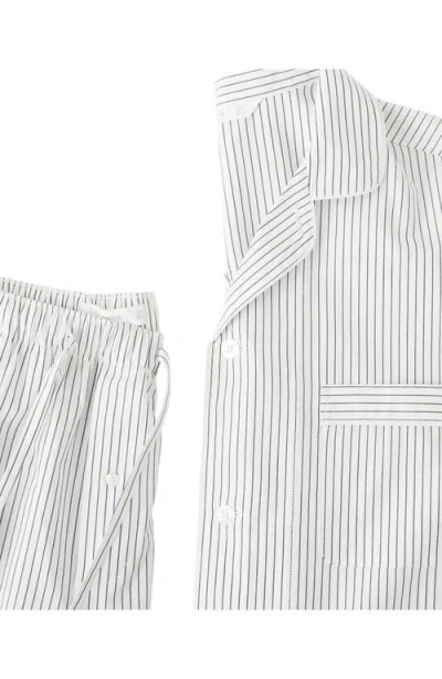 Mango Stripe Cotton Pajamas In Grey