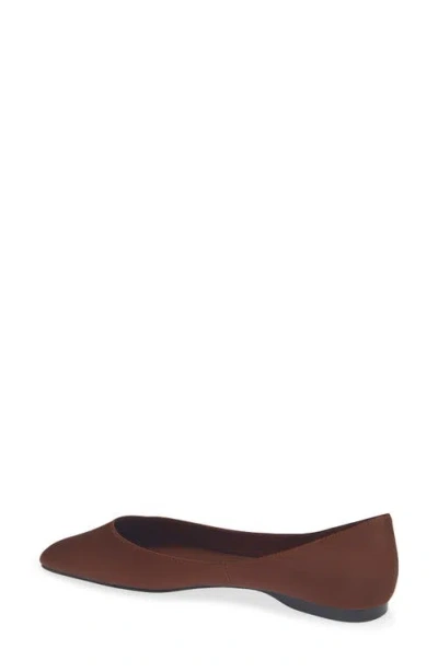 Mango Ebro Square Toe Flat In Chocolate