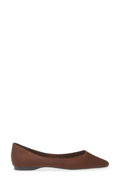 Mango Ebro Square Toe Flat In Chocolate