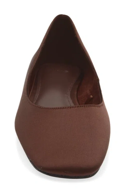 Mango Ebro Square Toe Flat In Chocolate