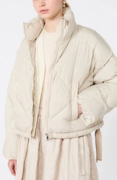 Weekend Max Mara Diamond Quilted Down Puffer Jacket In Metallic