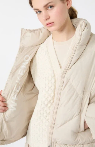 Weekend Max Mara Diamond Quilted Down Puffer Jacket In Metallic