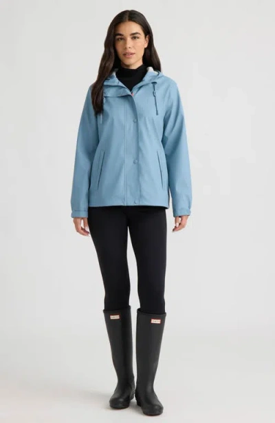 Hunter Dina Cropped Rubberized Rain Jacket In Blue