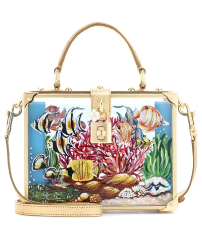 Shop Dolce & Gabbana Dolce Box Clutch In Plexiglas® And Leather In Multicolor