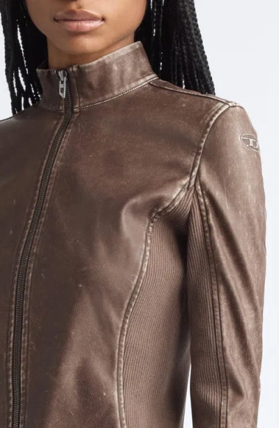 Diesel ® T-hunder Biker Jacket In Chocolate
