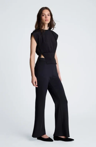Kenneth Cole High Rise Pull On Flare Zip Back Pant In Black