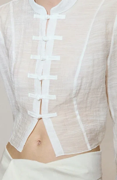 Mango Semi-sheer Textured Top In White