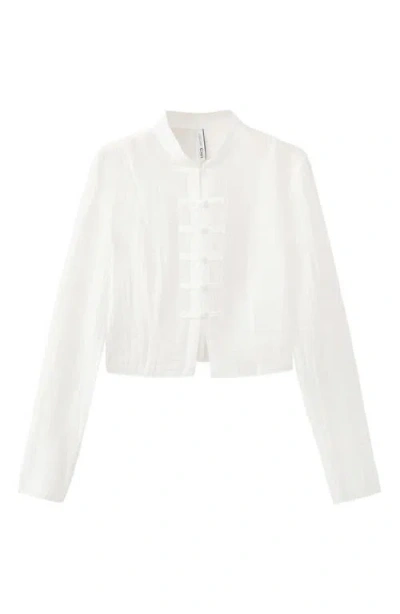 Mango Semi-sheer Textured Top In White