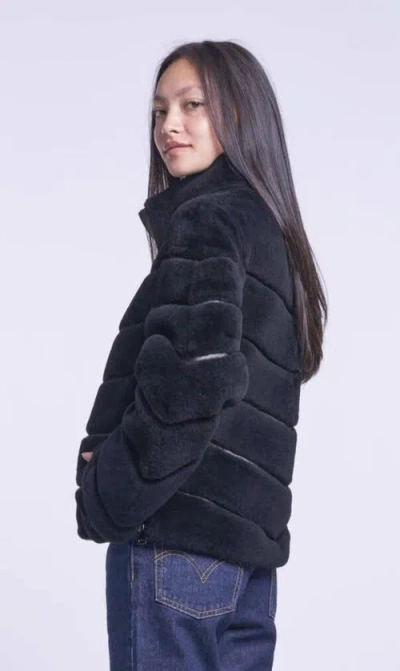 Blue Duck Diagonal Shearling Jacket In Black