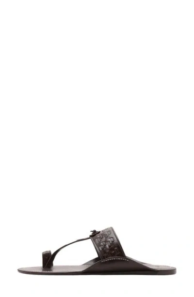 Mango Woven Leather Sandal In Chocolate