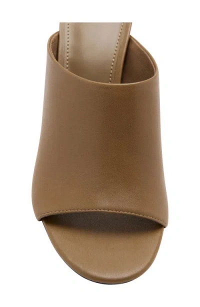 Mango Leather Slide Sandal In Khaki
