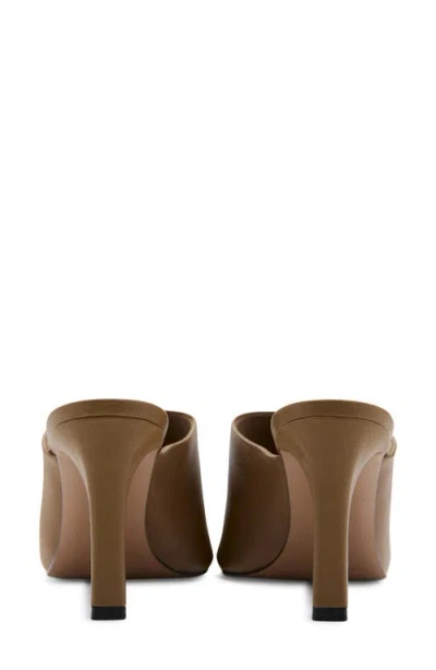 Mango Leather Slide Sandal In Khaki