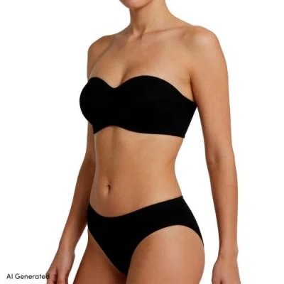 Lands' End Strapless Convertible Bra True Solutions Light Weight Microfiber Basics In Black