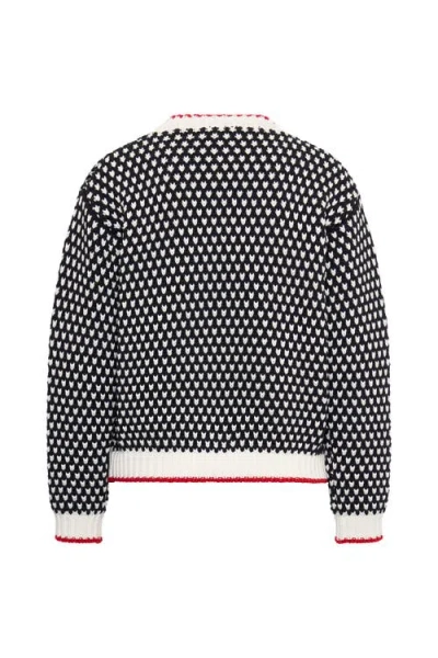 Maison Common Black/white Pullover With Contrast Hem In Multi
