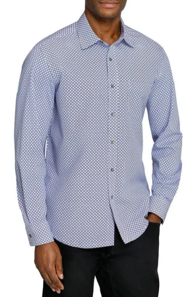 Wrk W.r.k Diamond Dot Button Up Shirt In Blue