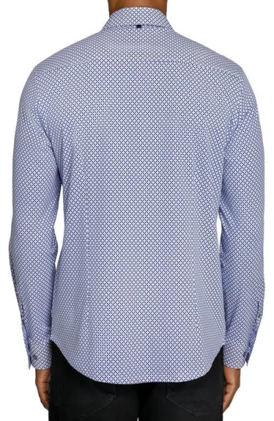 Wrk W.r.k Diamond Dot Button Up Shirt In Blue