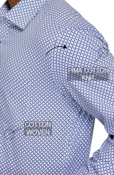 Wrk W.r.k Diamond Dot Button Up Shirt In Blue