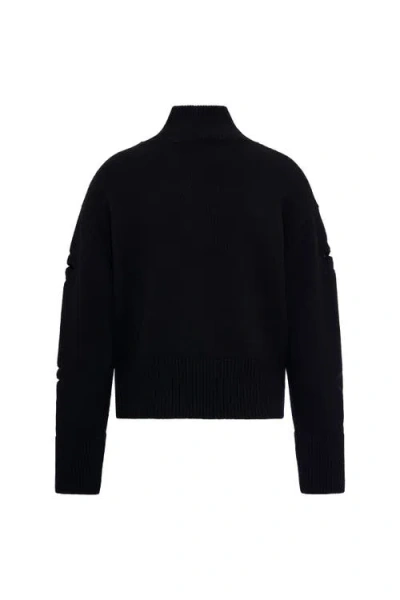 Maison Common Turtle Neck Pullover With Eylet Embroidery In Black