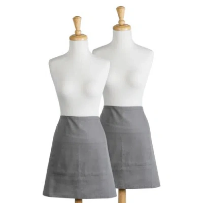 Dii Bistro Solid Waist Apron Set/2 Gray In Grey