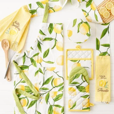 Dii Lemon Bliss Printed Chef Apron In Lemon Bliss
