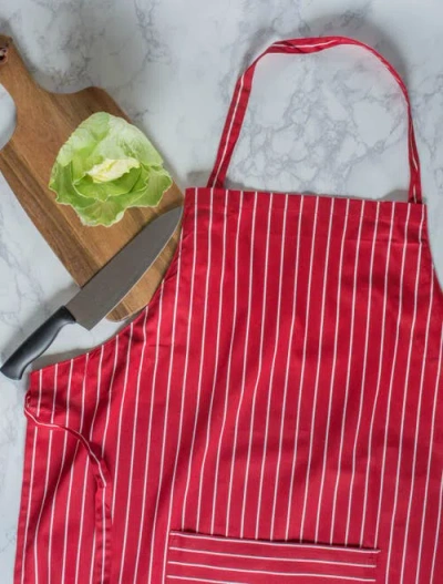 Dii Stripe Chef Apron Tango Red In Tango Red