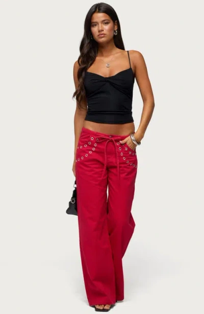 Edikted Pyper Twisted Twist Front Camisole In Black