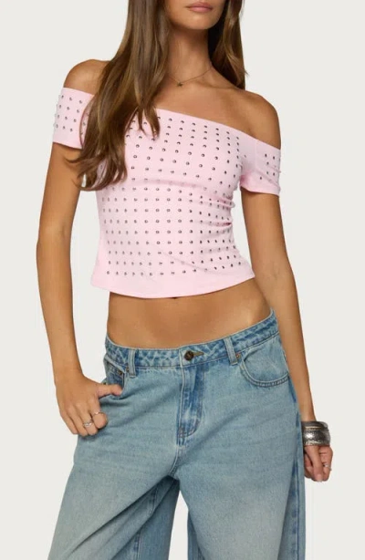 Edikted Mack Studded Off The Shoulder Top In Multi