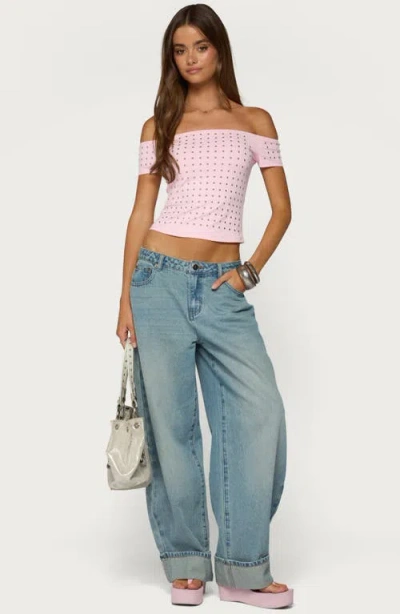 Edikted Mack Studded Off The Shoulder Top In Multi