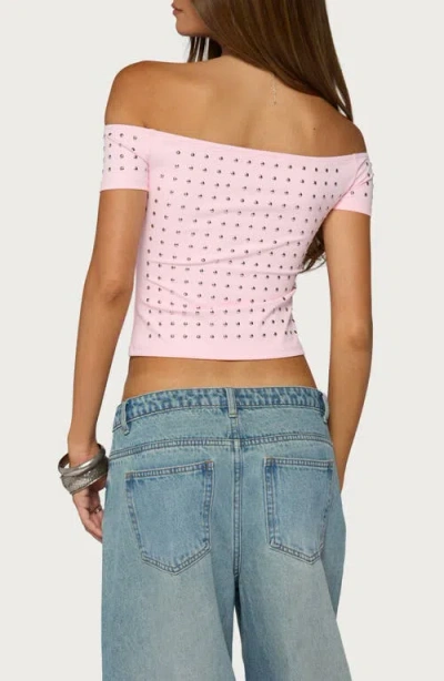 Edikted Mack Studded Off The Shoulder Top In Multi