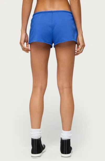 Edikted Sporty Babe Drawstring Micro Shorts In Blue