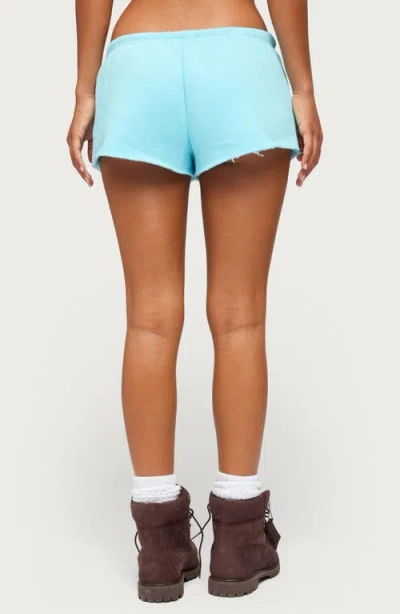 Edikted Cutie Cutoff Drawstring Shorts In Blue
