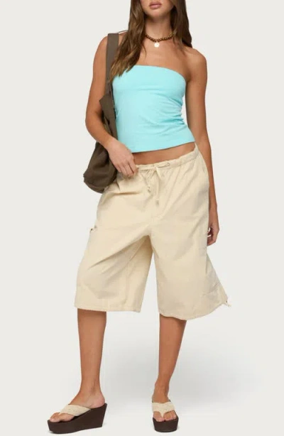 Edikted Azul Oversized Cargo Bermuda Shorts In Beige