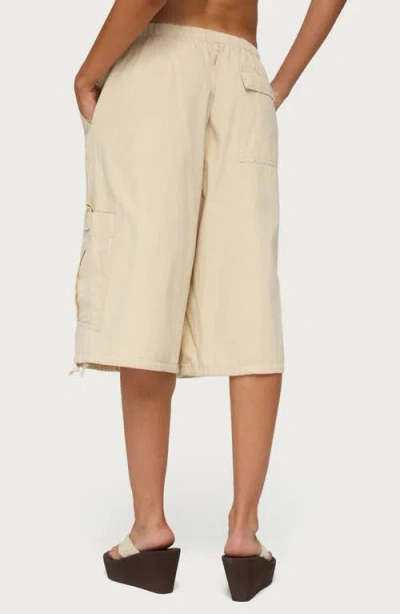 Edikted Azul Oversized Cargo Bermuda Shorts In Beige