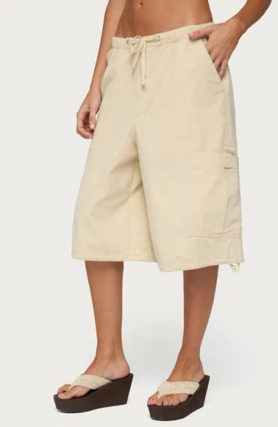 Edikted Azul Oversized Cargo Bermuda Shorts In Beige
