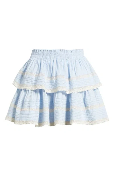 Loveshackfancy Tiered Ruffle Cotton Miniskirt In Blue