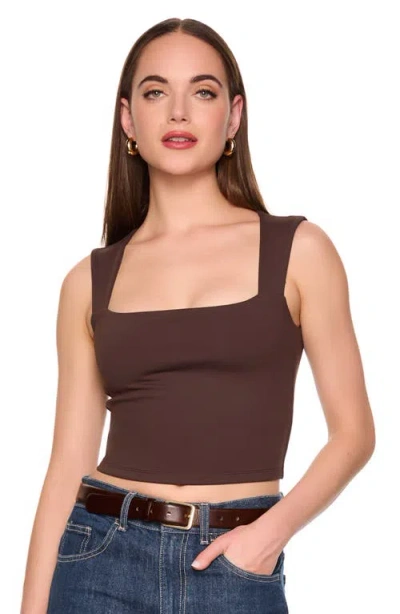 Susana Monaco Square Neck Crop Tank In Java