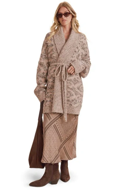 Splendid Desiree Printed Belted Cardigan In Pink