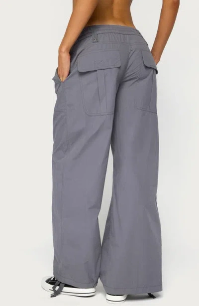 Edikted Kathleen Oversized Cotton Cargo Pants In Gray