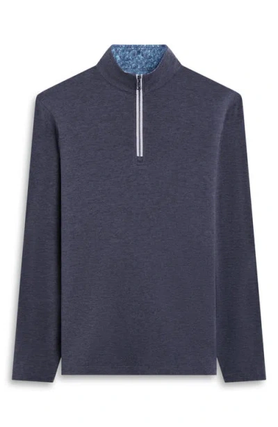 Bugatchi Quarter Zip Performance Pullover In Blue