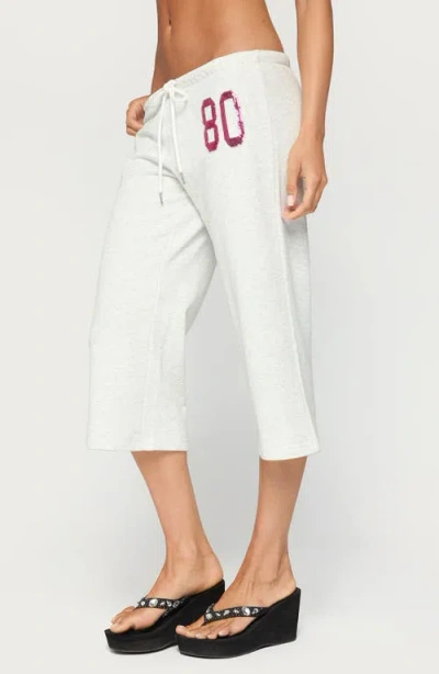 Edikted Numeric Sequin Capri Sweatpants In Light-gray-melange