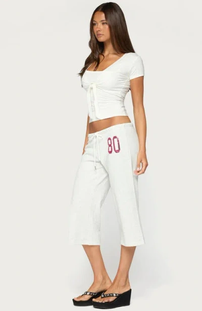 Edikted Numeric Sequin Capri Sweatpants In Light-gray-melange