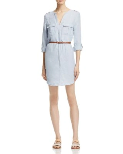 Shop Joie Rathana Belted Military Shirt Dress In Light Chambray