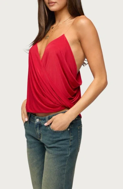 Edikted Ainsley Wrap Front Top In Red