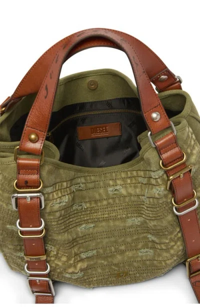 Diesel ® D-one Leather Top Handle Bag In Olive/green
