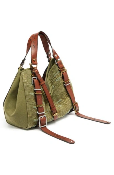 Diesel ® D-one Leather Top Handle Bag In Olive/green